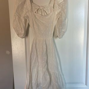 MINKPINK backless White Polka Dot Dress with Puff Sleeves